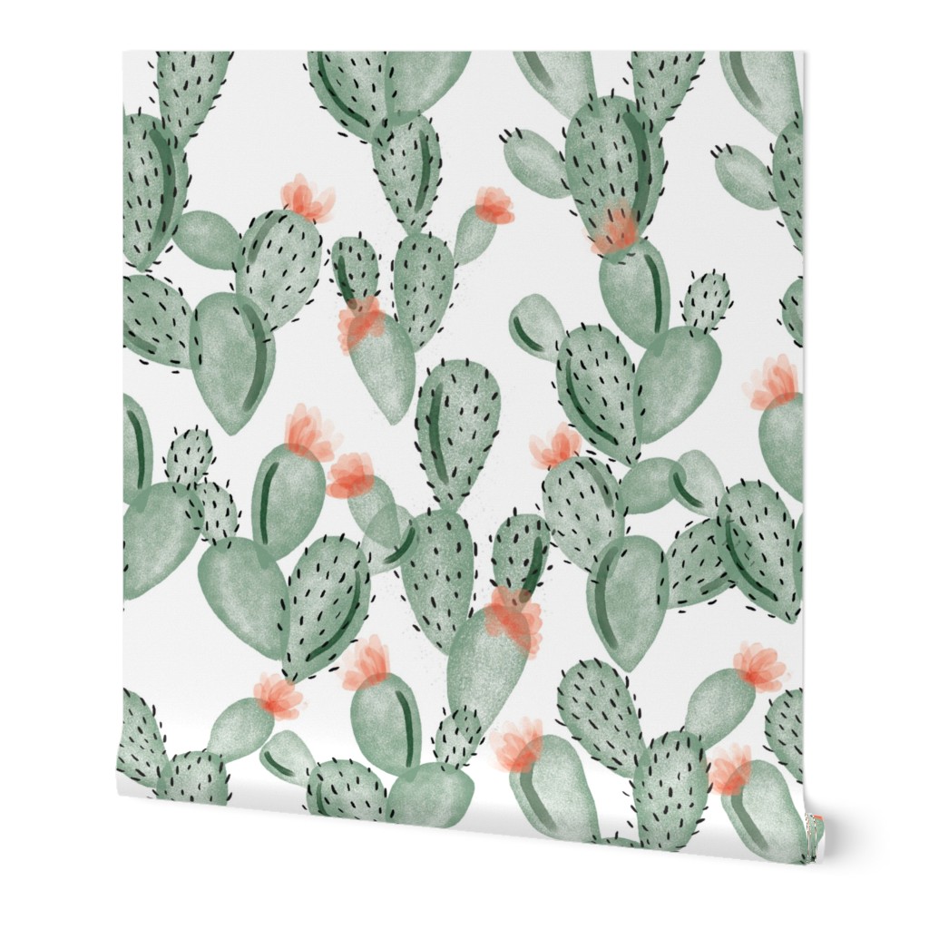 green paddle cactus + rose // small 