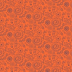 Wild_Floral_doodle_lilac_on_orange