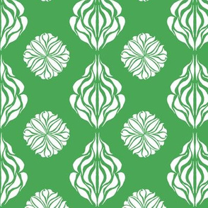 SINGAPORE FLORAL ABSTRACT Fresh Green and White