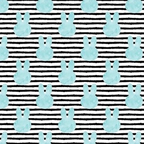 light blue bunnies on stripes (small scale)