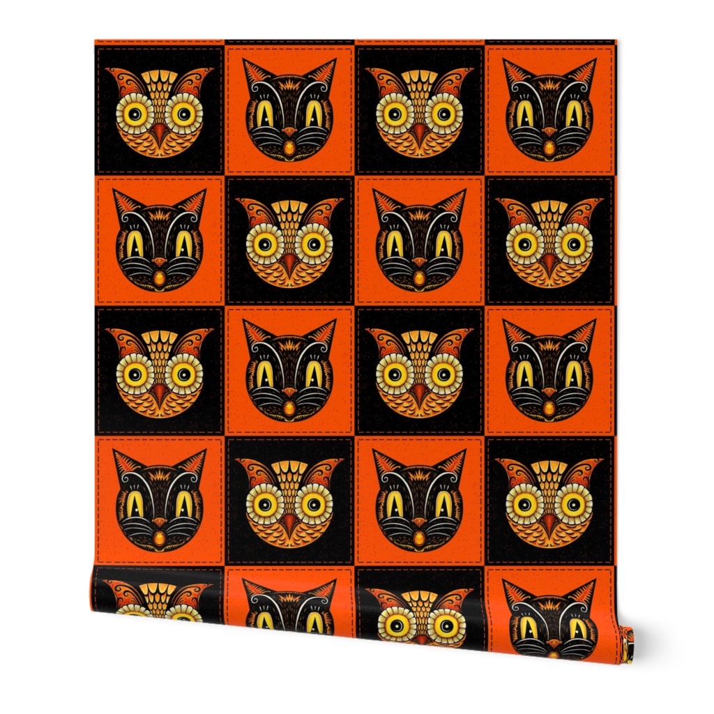 Halloween_Cat_Owl_checkerboard