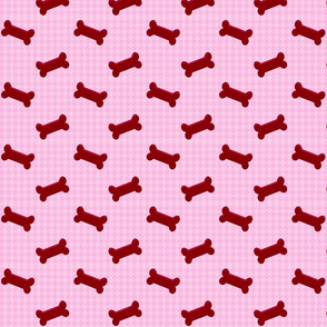 Pink gingham with bones - Matching fabric