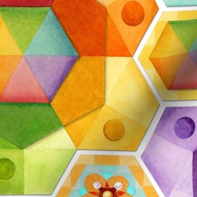 Rainbow Hexagons Patchwork