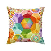 Rainbow Hexagons Patchwork