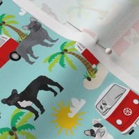 French Bulldog beach summer surfing dog fabric pattern