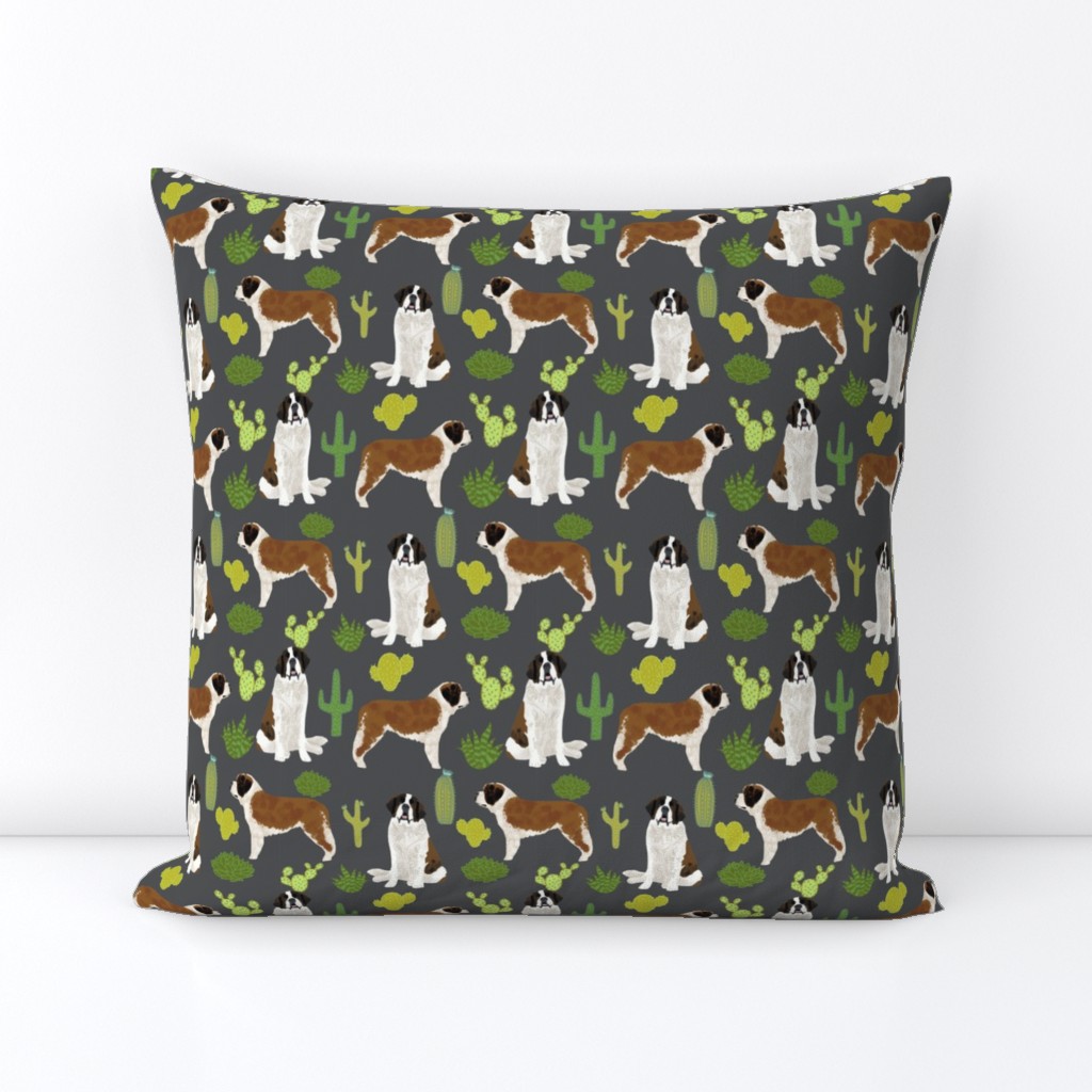 Saint Bernard dog breed pattern fabric cactus cacti 2