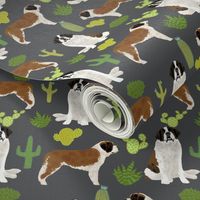Saint Bernard dog breed pattern fabric cactus cacti 2