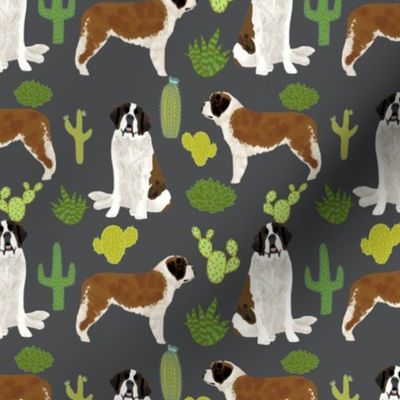 Saint Bernard dog breed pattern fabric cactus cacti 2