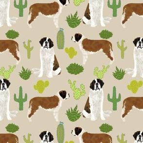 Saint Bernard dog breed pattern fabric cactus cacti 3