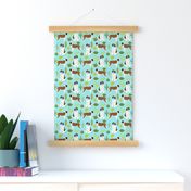 Saint Bernard dog breed pattern fabric cactus cacti