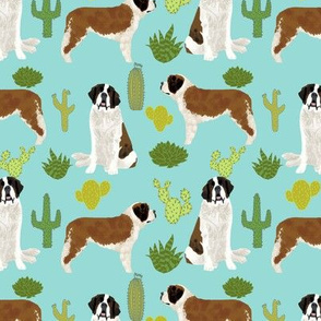 Saint Bernard dog breed pattern fabric cactus cacti