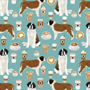 Saint Bernard dog breed pattern fabric coffee latte  2