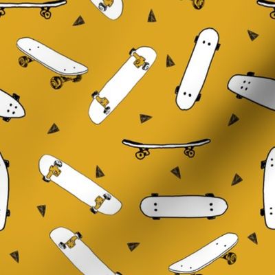 skateboard fabric // mustard yellow skate skater design andrea lauren fabric