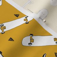 skateboard fabric // mustard yellow skate skater design andrea lauren fabric