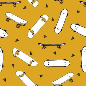 skateboard fabric // mustard yellow skate skater design andrea lauren fabric