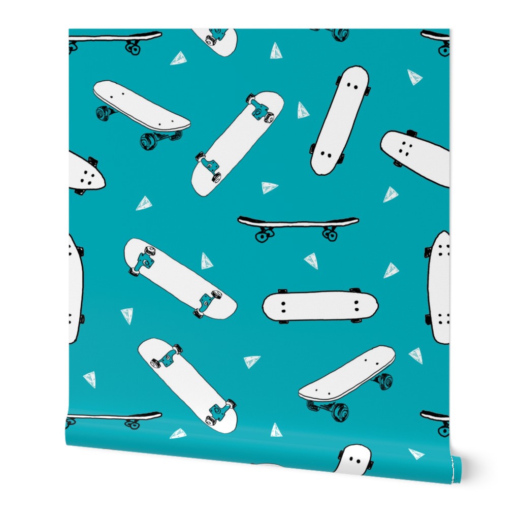 skateboard fabric // turquoise skate skater design andrea lauren fabric