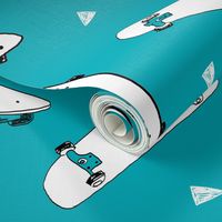 skateboard fabric // turquoise skate skater design andrea lauren fabric