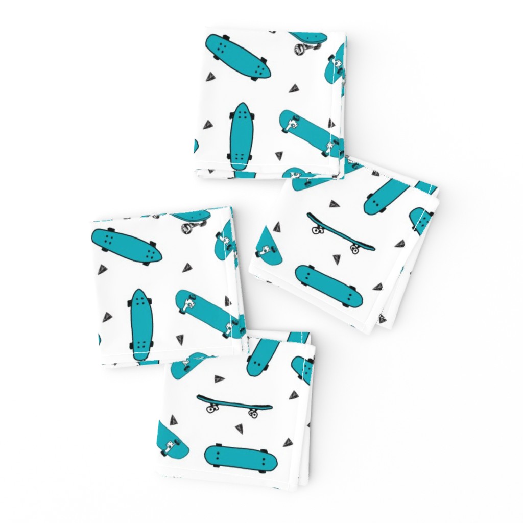 skateboard fabric // turquoise and white skate skater design andrea lauren fabric