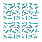 skateboard fabric // turquoise and white skate skater design andrea lauren fabric