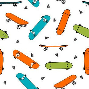 skateboard fabric // turquoise orange and lime skate skater design andrea lauren fabric