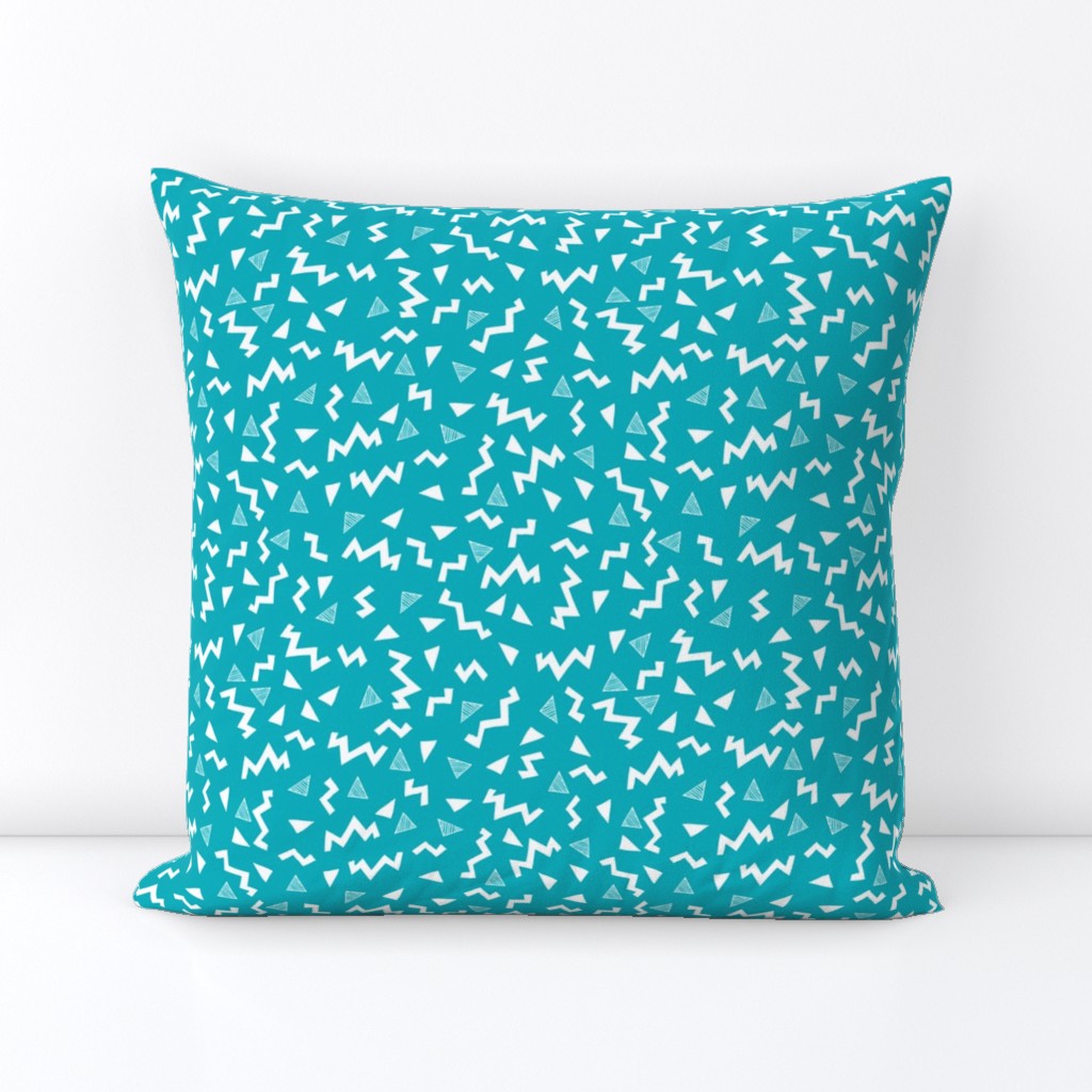 80s fabric //  zig zag 90s retro kids design - turquoise