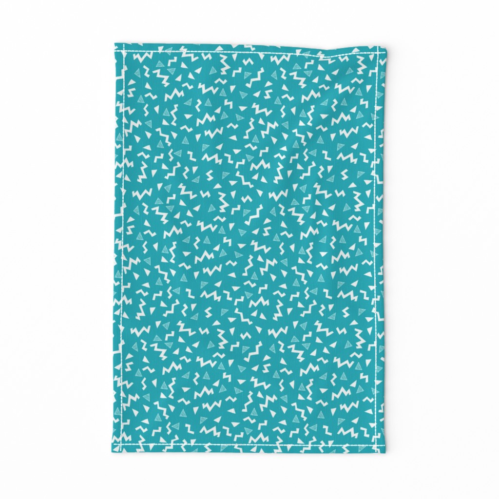 80s fabric //  zig zag 90s retro kids design - turquoise