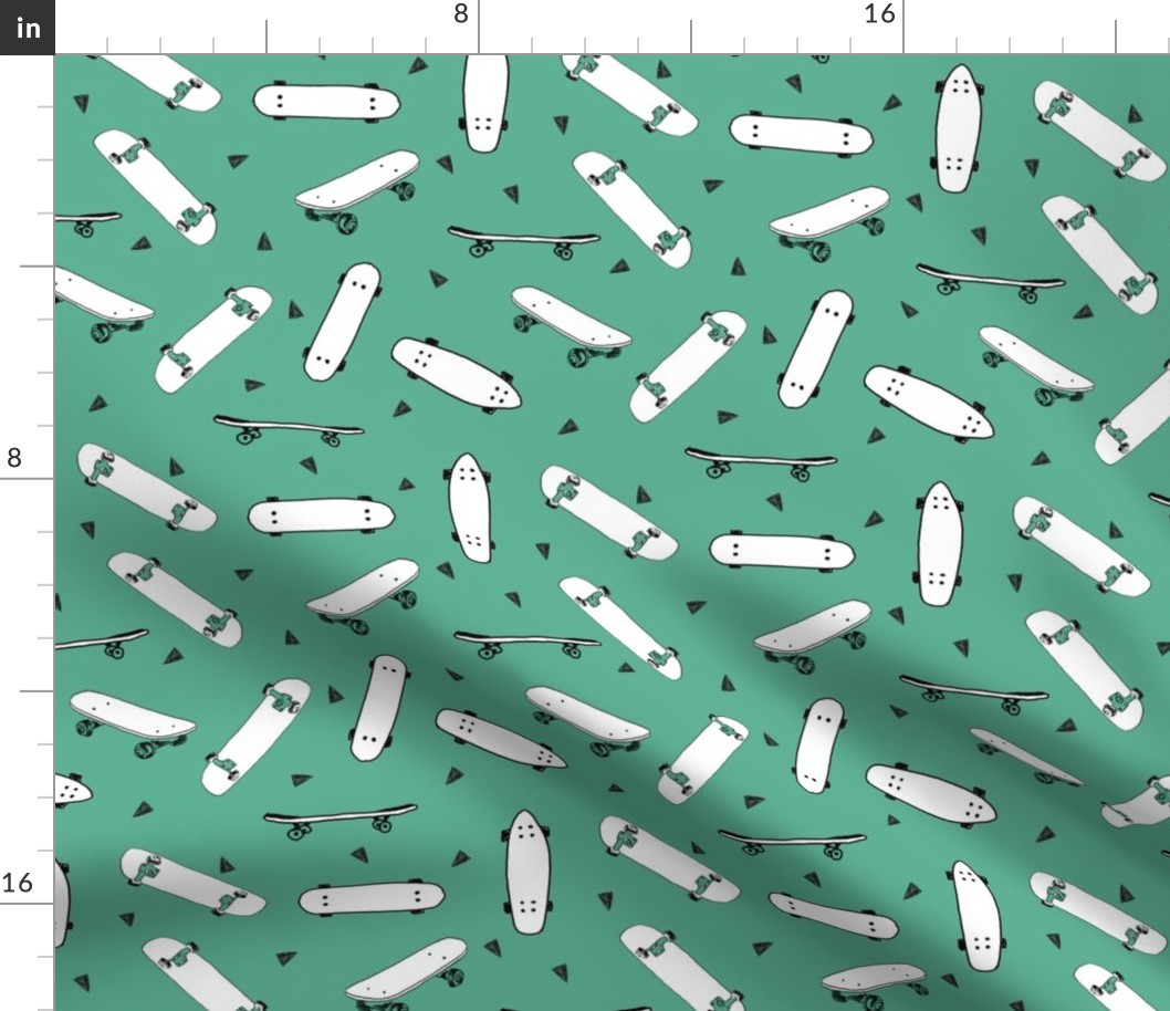 skateboard fabric // green skate skater design andrea lauren fabric