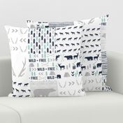 cheater quilt navy grey and white bear hunter antlers boys crib sheet