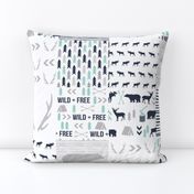 cheater quilt navy grey and white bear hunter antlers boys crib sheet