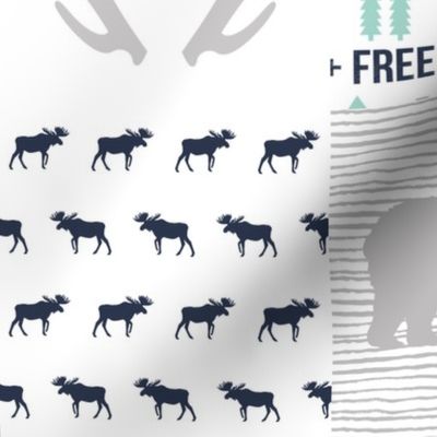 cheater quilt navy grey and white bear hunter antlers boys crib sheet