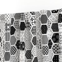 Hexagon Modern Cheater Quilt White Black