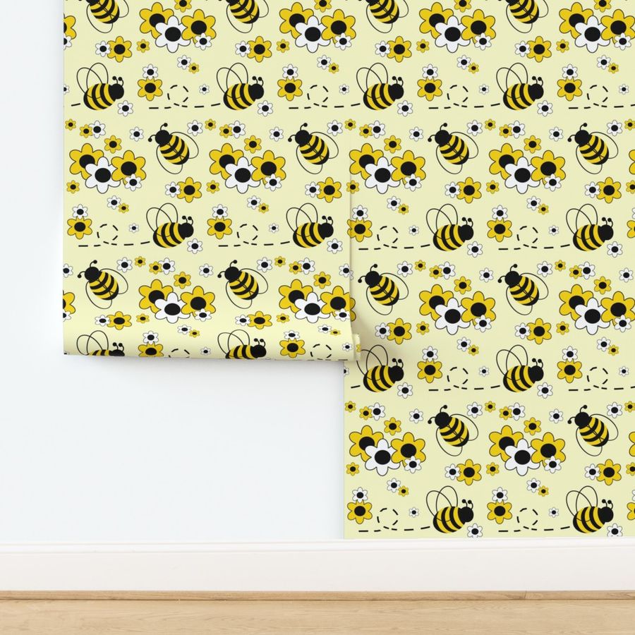 Honey Bumble Bee Yellow White Floral