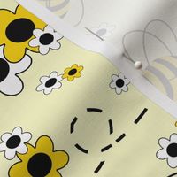 Honey Bumble Bee Yellow White Floral