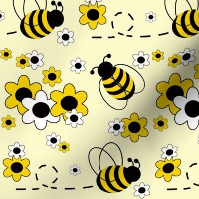 Honey Bumble Bee Yellow White Floral