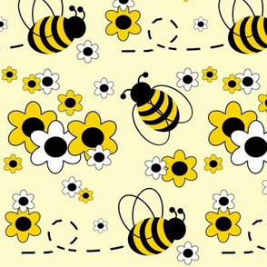 Honey Bumble Bee Yellow White Floral