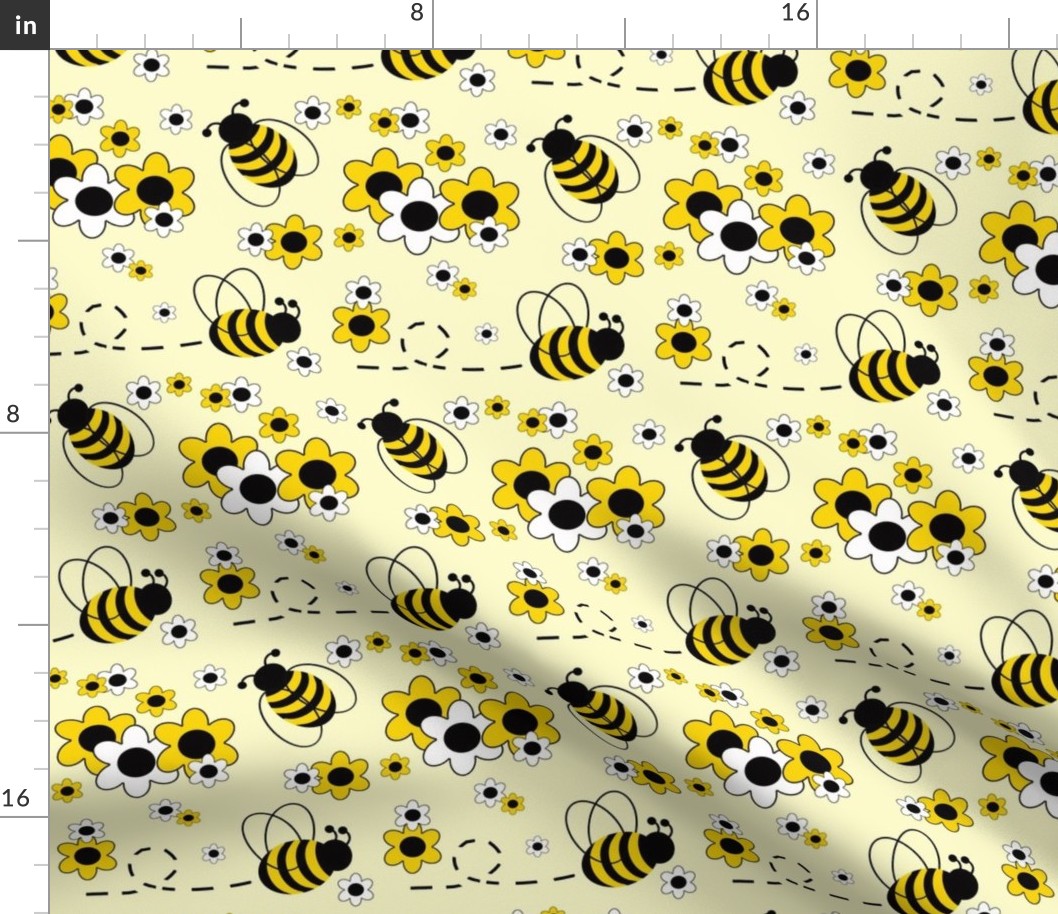 Honey Bumble Bee Yellow White Floral