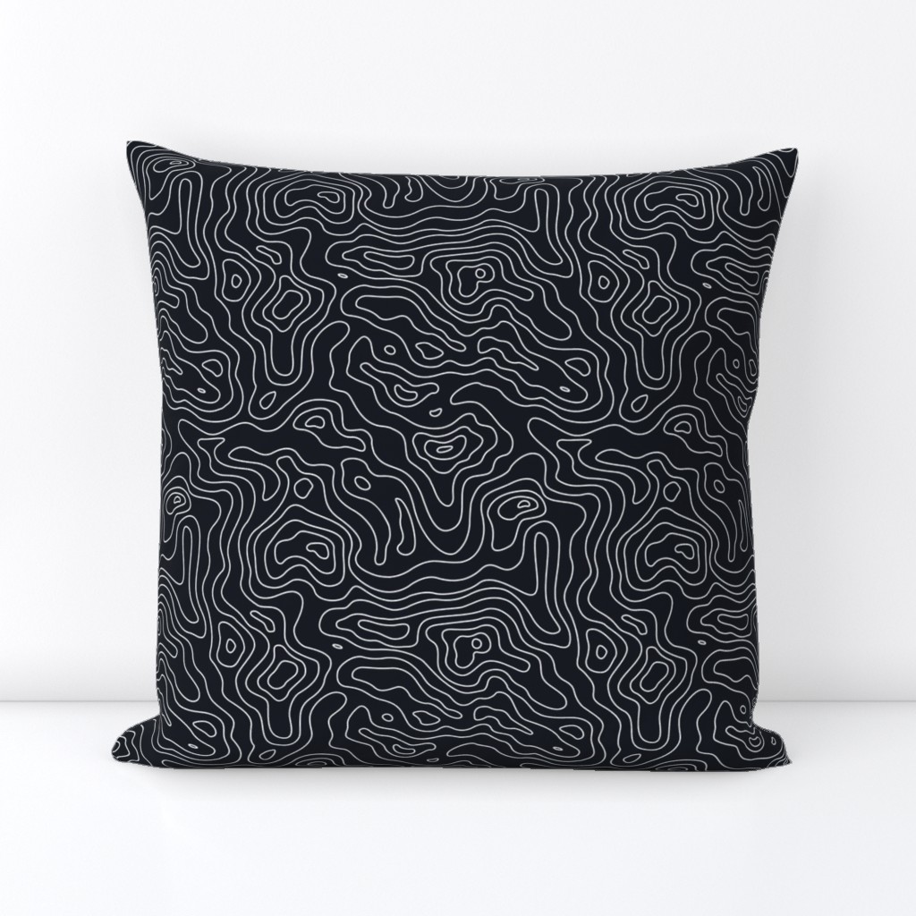 Black and White Stripes Wave Elevation Topographic Topo Map Pattern 