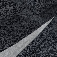 Black and White Stripes Wave Elevation Topographic Topo Map Pattern 