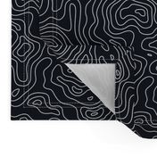 Black and White Stripes Wave Elevation Topographic Topo Map Pattern 