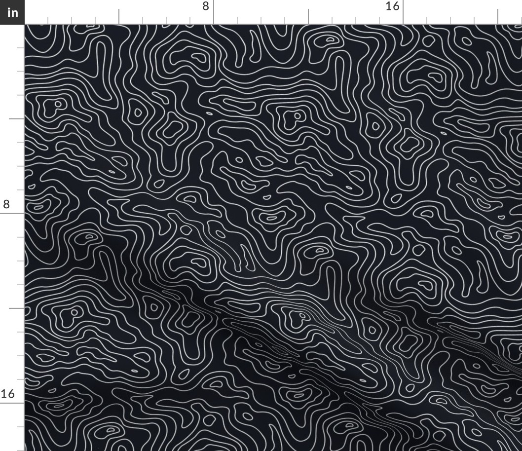 Black and White Stripes Wave Elevation Topographic Topo Map Pattern 