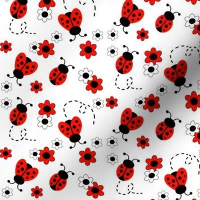 Red Ladybug Floral 4 inches Small