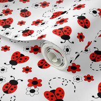 Red Ladybug Floral 4 inches Small