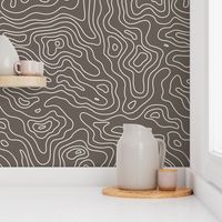 Taupe Light Brown and White Stripes Wave Elevation Topographic Topo Map Pattern 