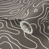 Taupe Light Brown and White Stripes Wave Elevation Topographic Topo Map Pattern 
