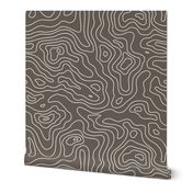 Taupe Light Brown and White Stripes Wave Elevation Topographic Topo Map Pattern 