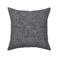 Dark Grey and White Stripes Wave Elevation Topographic Topo Map Pattern 