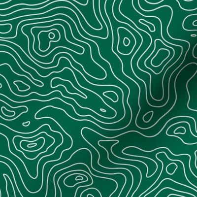 Forest Green and White Stripes Wave Elevation Topographic Topo Map Pattern -KC-01-01-01