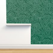Forest Green and White Stripes Wave Elevation Topographic Topo Map Pattern -KC-01-01-01
