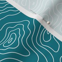 Dark Teal and White Stripes Wave Elevation Topographic Topo Map Pattern -KC