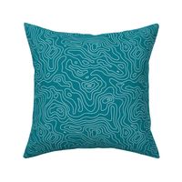 Dark Teal and White Stripes Wave Elevation Topographic Topo Map Pattern -KC